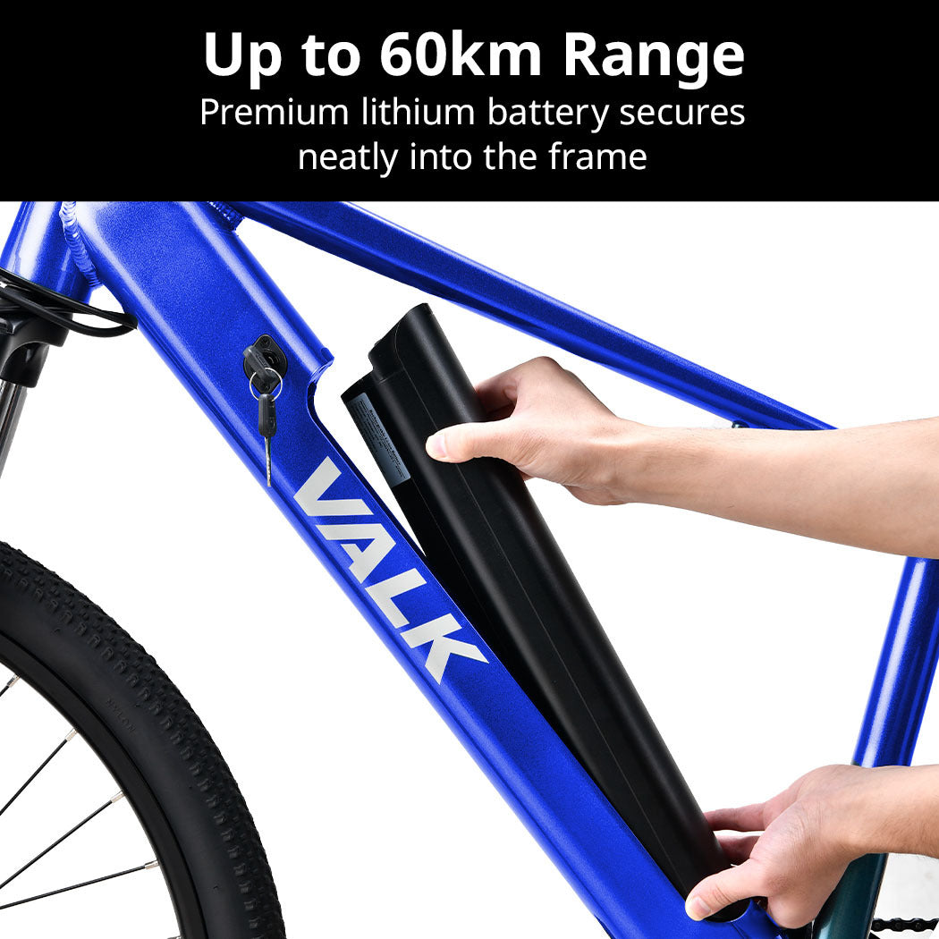 VALK Vortex 3 Electric Bike, Medium Frame Mountain ebike, Blue
