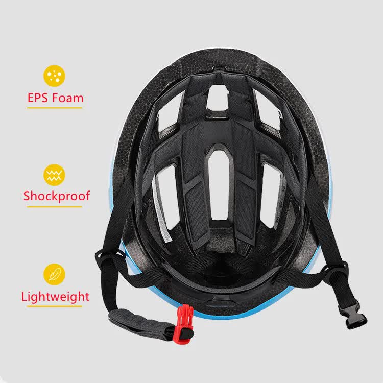 White and Blue Ultra-Light Adult Cycling Helmet - CE & CPSC Certified, In-Mold Safety for Road & Mountain Biking
